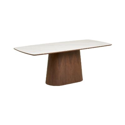 Masa fixa 200 cm blat ceramic alb/nuc Noli