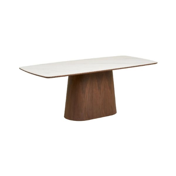 Masa fixa 200 cm blat ceramic alb/nuc Noli