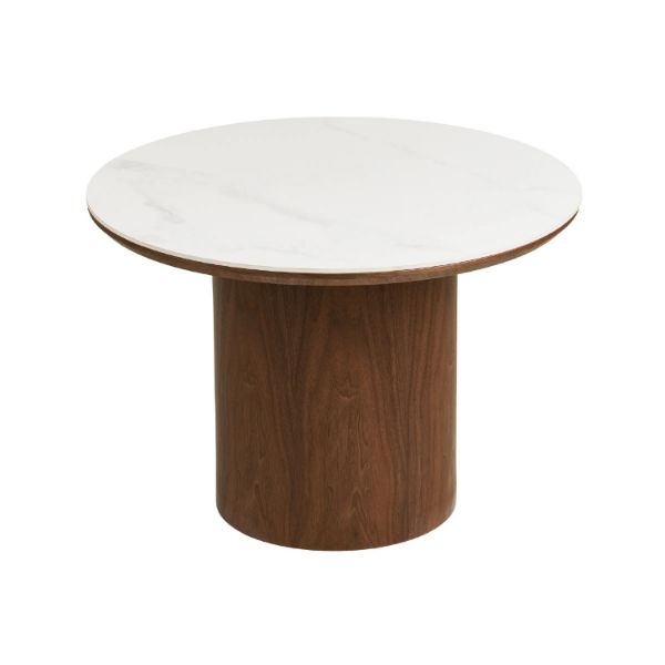 Masuta cafea rotunda alb/nuc Noli