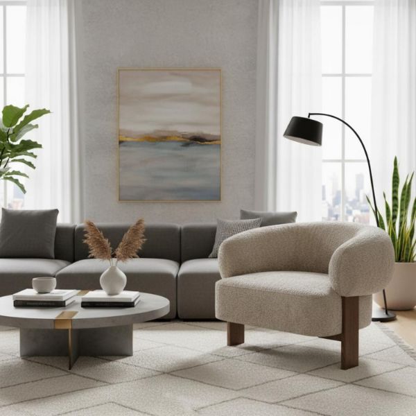 	Fotoliu tapitat bej Pimo