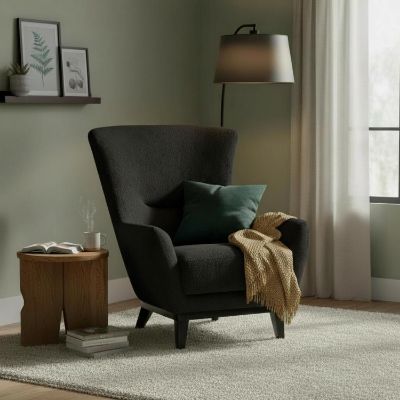 Fotoliu tapitat negru Rosco