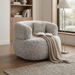 Fotoliu tapitat rotativ crem Lumi