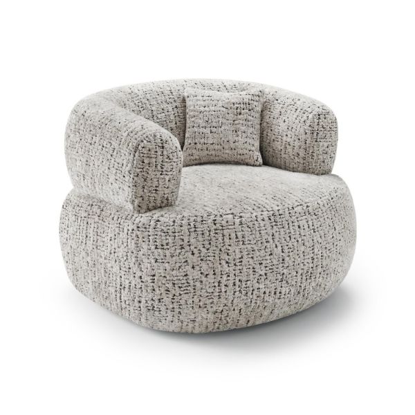 Fotoliu tapitat rotativ crem Lumi