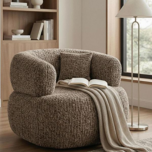 Fotoliu tapitat rotativ maro Lumi  