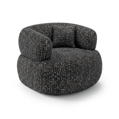 Fotoliu tapitat rotativ negru Lumi