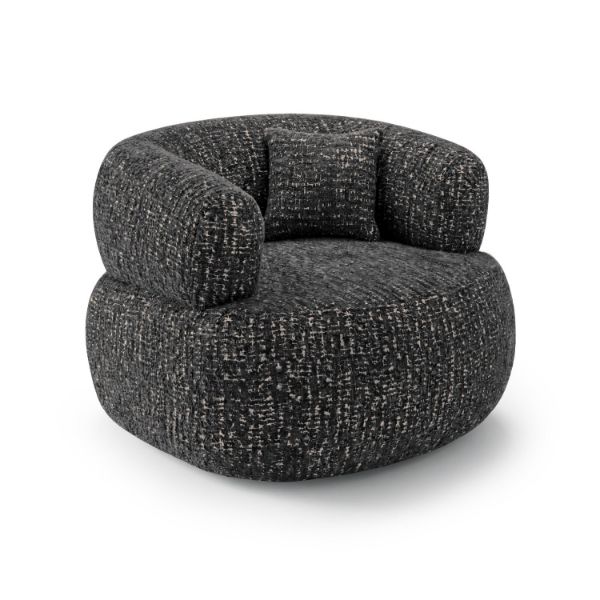 Fotoliu tapitat rotativ negru Lumi