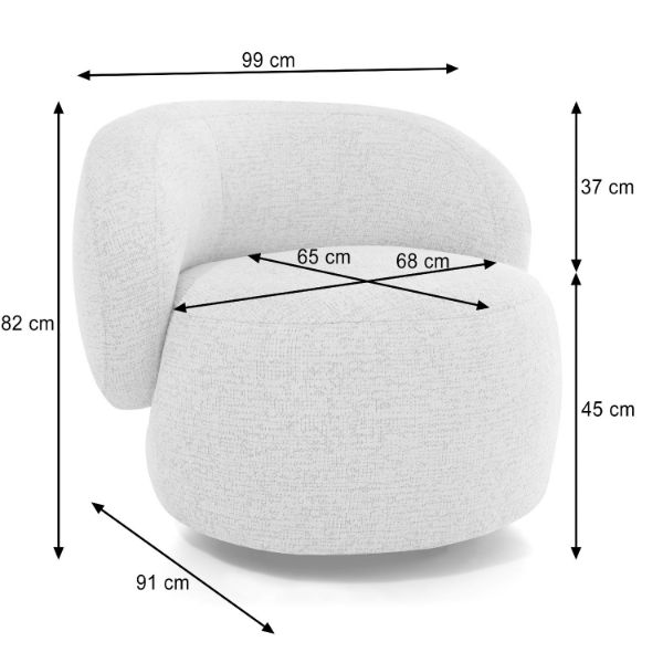 Fotoliu tapitat rotativ gri inchis Moa
