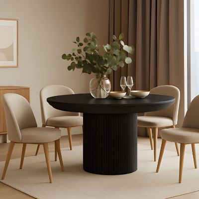 Masa rotunda extensibila 130/180 cm negru Rond