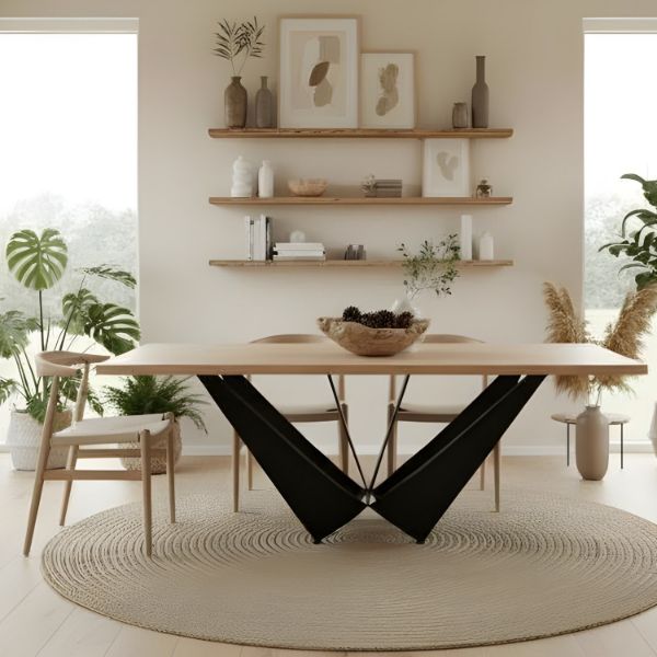 	Masa dining fixa 220 cm natur/negru Solid