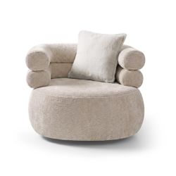 Fotoliu tapitat rotativ crem Nela