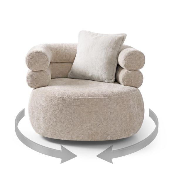 Fotoliu tapitat rotativ crem Nela