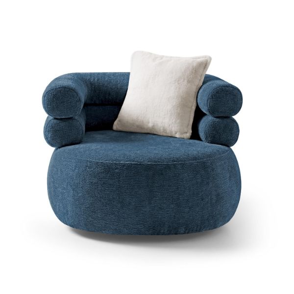 Fotoliu tapitat rotativ albastru Nela