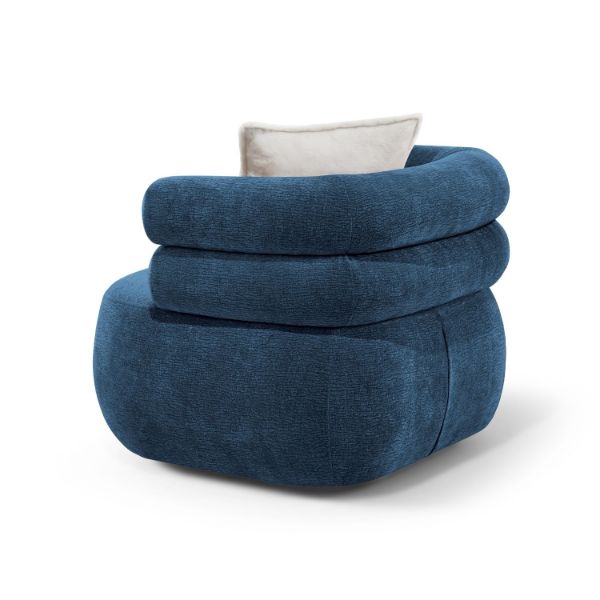 Fotoliu tapitat rotativ albastru Nela