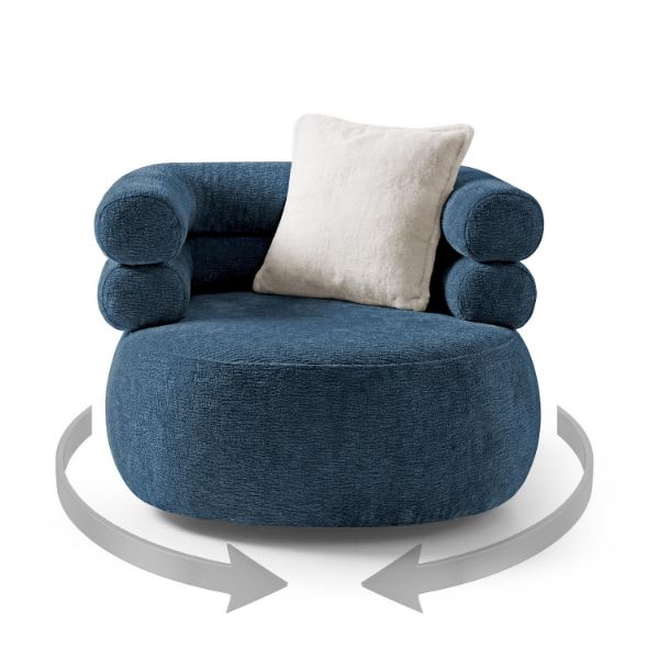 Fotoliu tapitat rotativ albastru Nela