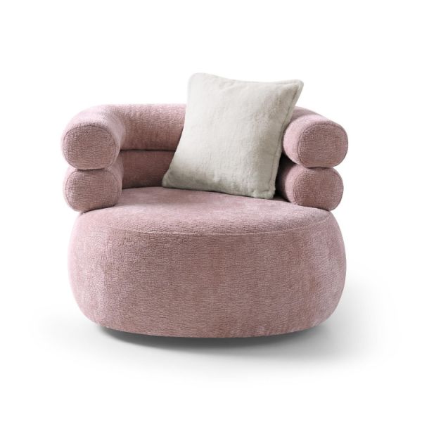 	Fotoliu tapitat rotativ roz Nela