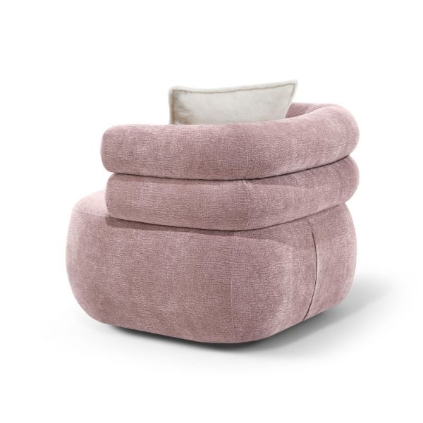 	Fotoliu tapitat rotativ roz Nela