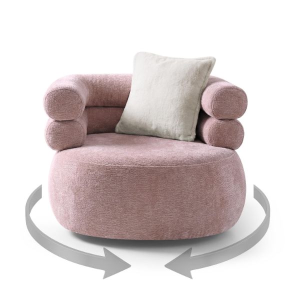 	Fotoliu tapitat rotativ roz Nela