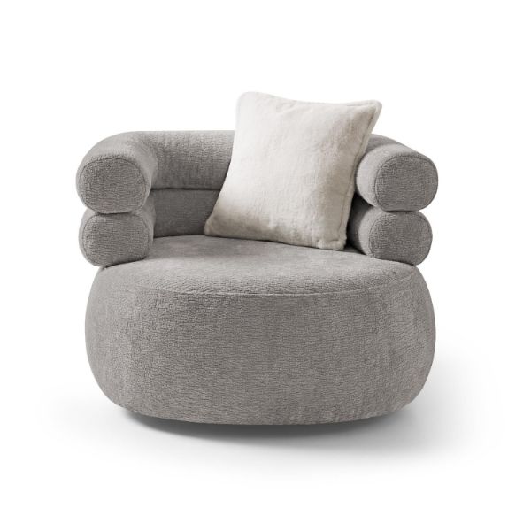 Fotoliu tapitat rotativ gri Nela