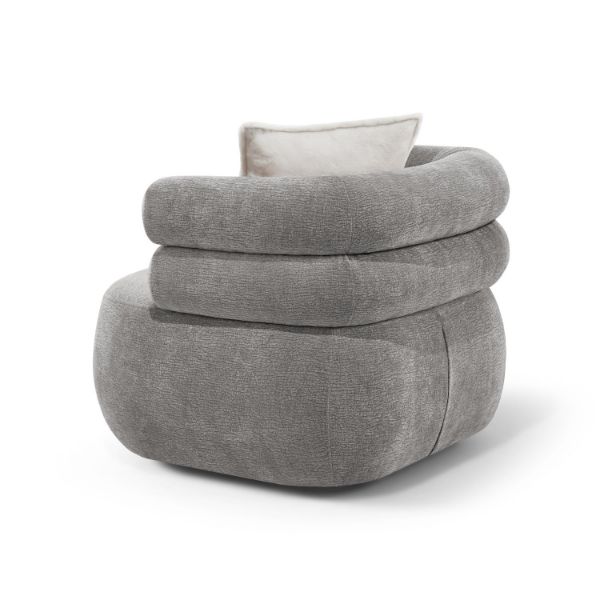 Fotoliu tapitat rotativ gri Nela