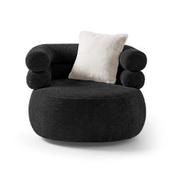 Fotoliu tapitat rotativ negru Nela