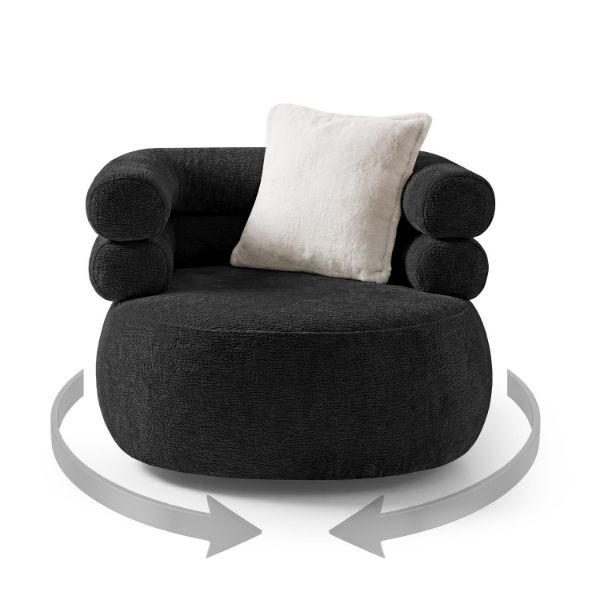 Fotoliu tapitat rotativ negru Nela