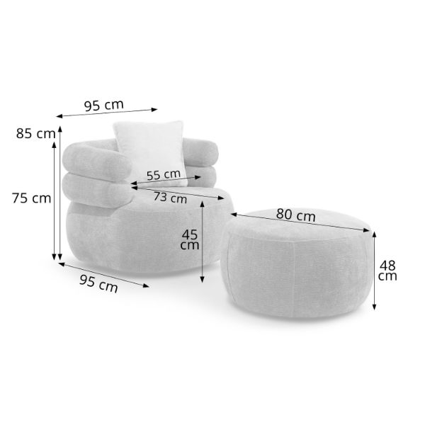 Taburet tapitat rotund roz Nela