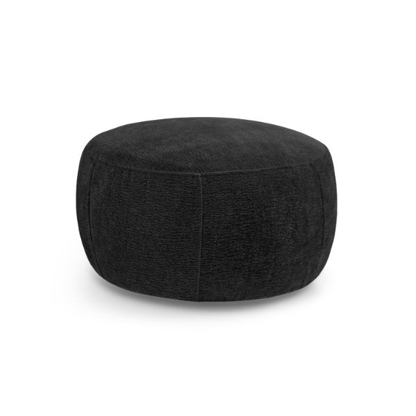 Taburet tapitat rotund negru Nela