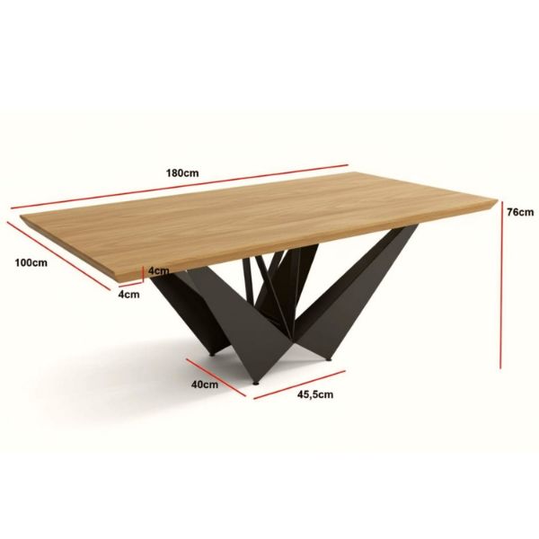 	Masa dining fixa 180 cm natur/negru Solid