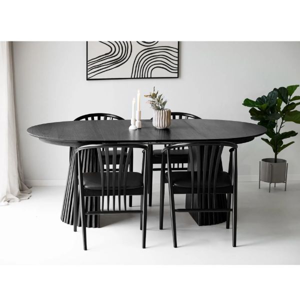 	Masa rotunda extensibila 120/200 cm negru Olaf