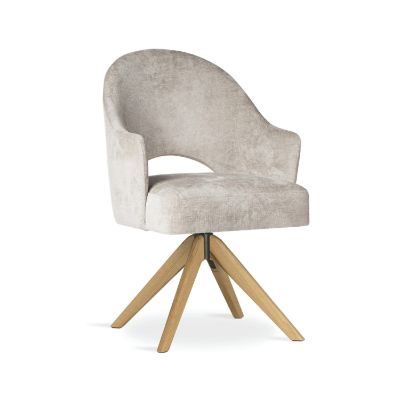 Scaun tapitat rotativ bej/negru Goda Supreme Wood