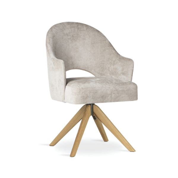 Scaun tapitat rotativ bej/negru Goda Supreme Wood