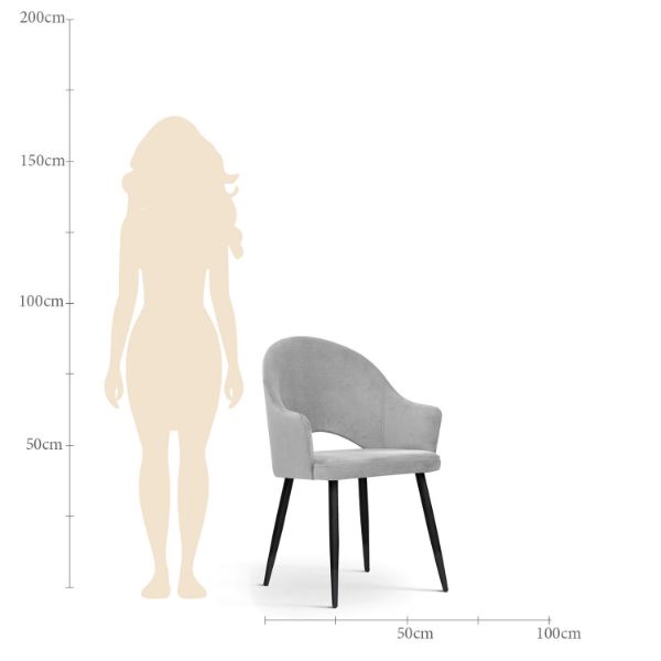 	Scaun tapitat cu brate gri deschis/negru Goda
