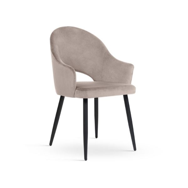 Scaun tapitat cu brate bej inchis/negru Goda