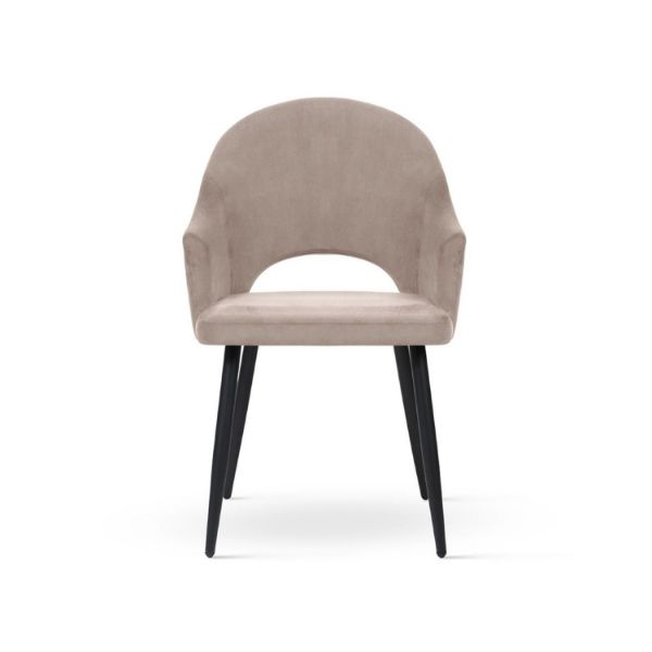 Scaun tapitat cu brate bej inchis/negru Goda