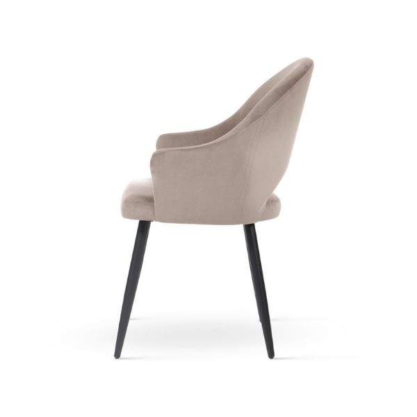 Scaun tapitat cu brate bej inchis/negru Goda