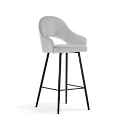 Scaun bar tapitat gri deschis/negru Goda 70