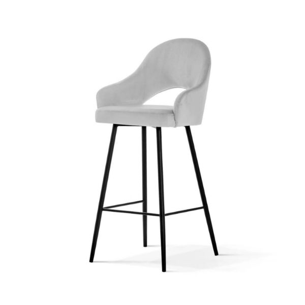 Scaun bar tapitat gri deschis/negru Goda 70