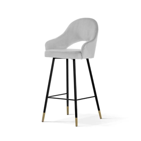 Scaun bar tapitat gri deschis/negru-auriu Goda 70