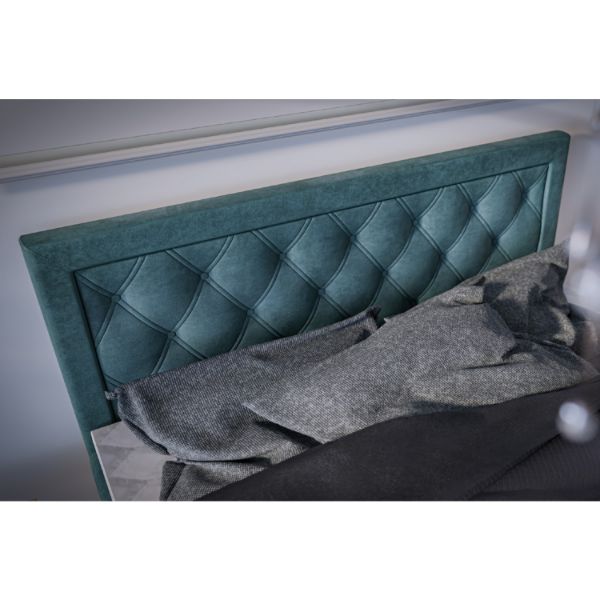 	Pat tapitat boxspring 140 x 200 cm albastru deschis Max