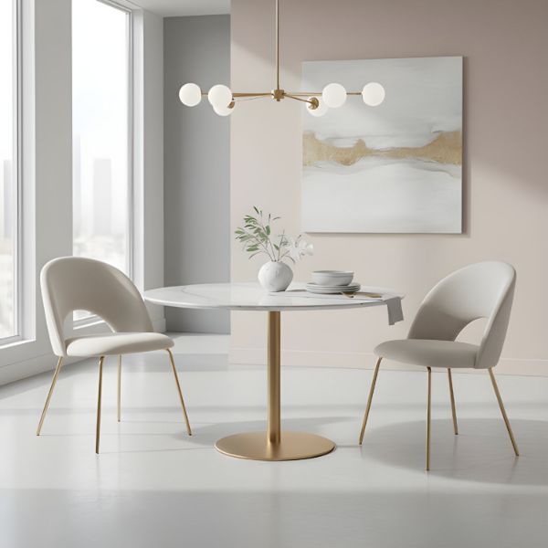 Scaun tapitat bej/auriu Abisso Ideal