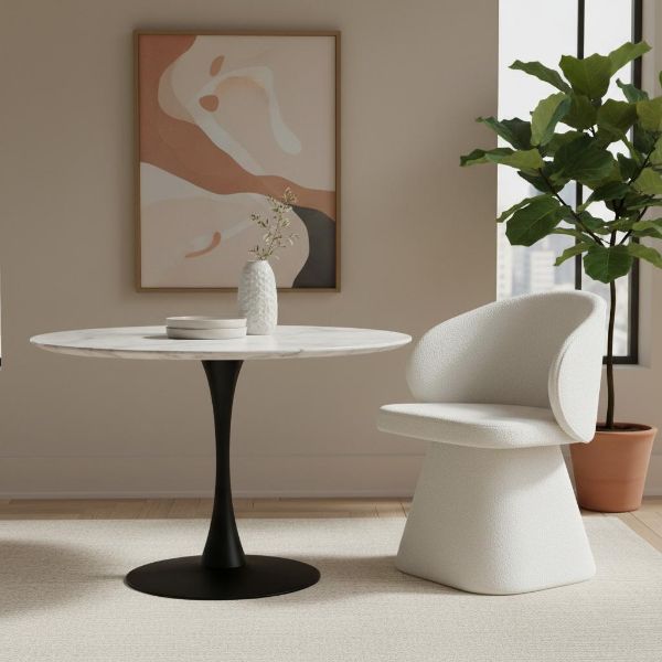 	Scaun dining tapitat alb Altura Mils