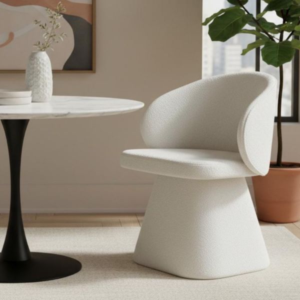 Scaun dining tapitat alb Altura Mils