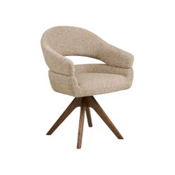 Scaun dining tapitat rotativ bej deschis/nuc Dover