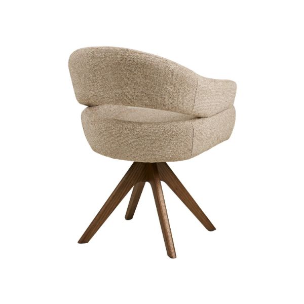 Scaun dining tapitat rotativ bej deschis/nuc Dover