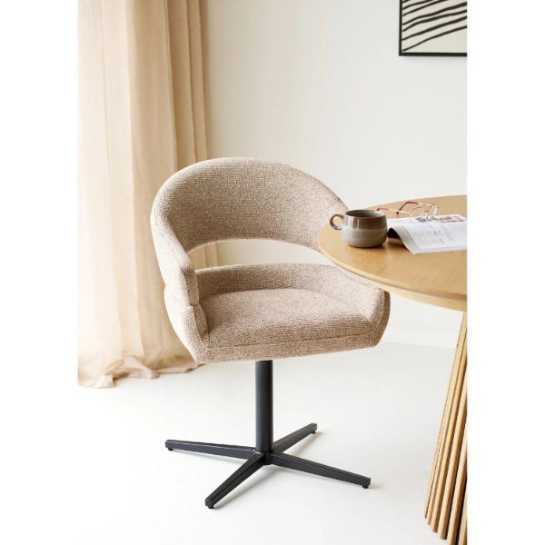 	Scaun tapitat cu brate rotativ bej/negru Dover
