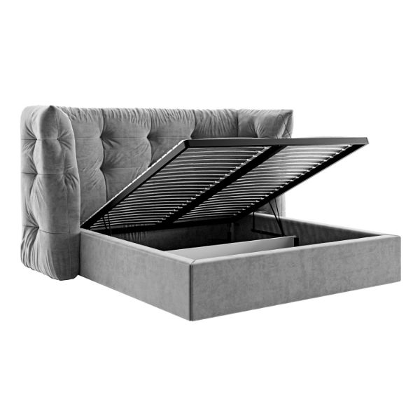 	Pat tapitat somiera rabatabila 140 x 200 cm albastru Peony