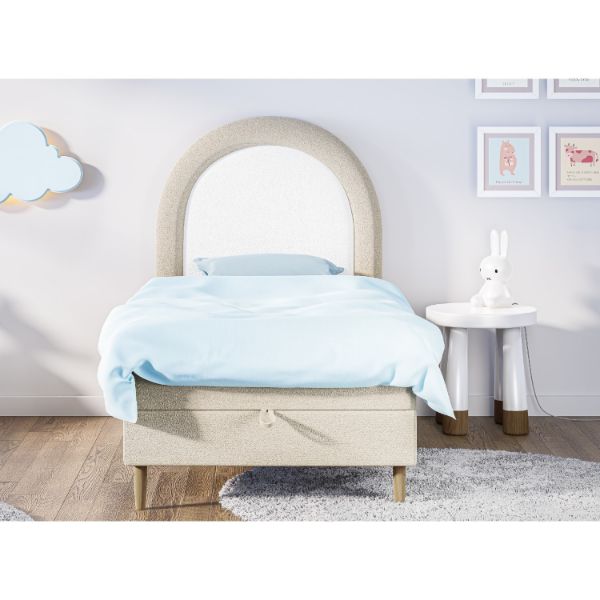 	Pat tapitat boxspring copii 90 x 160 cm roz deschis Baloo