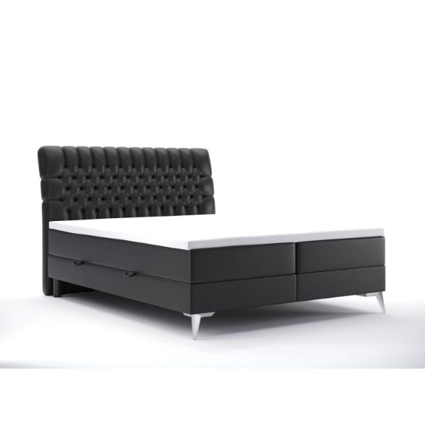 Pat tapitat boxspring 180 x 200 cm negru Molly