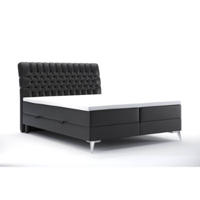 Pat tapitat boxspring 160 x 200 cm negru Molly