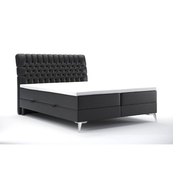 Pat tapitat boxspring 160 x 200 cm negru Molly